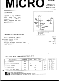 MGB74D datasheet: 100mW, 5V - 1.2mm x 3.4mm rectangular bar led lamp MGB74D