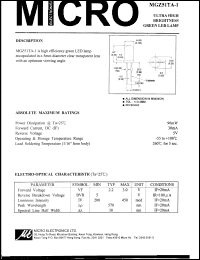 MGZ51TA-1 datasheet: 90mW, 5V - ultra high brightness green led lamp MGZ51TA-1