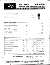 MH0810 datasheet: 5V complementary epitaxial transistor 3-5W AF output MH0810