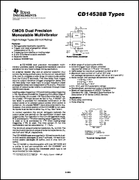 CD14538BF3A datasheet:  CMOS DUAL PRECISION MONOSTABLE MULTIVIBRATOR (1250C OPERATION) CD14538BF3A