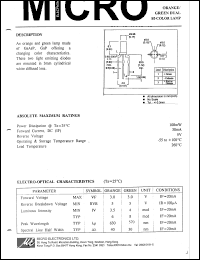 MOGB37W datasheet: 5V, 100mW orange green lamp MOGB37W