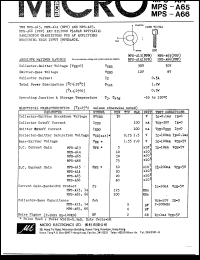 MPS-A65 datasheet: 10V, 1.2W silicon planar epitaxial transistor MPS-A65