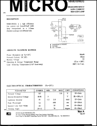 MSB31DHS datasheet: 5V, 90mW high efficiency low current red LED lamp MSB31DHS