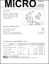 MSB55CA-0 datasheet: 5V, 100mW ultra high brightness red LED lamp MSB55CA-0