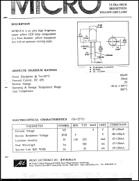 MYB51CA datasheet: 5V, 60mW ultra high brightness yellow LED lamp MYB51CA