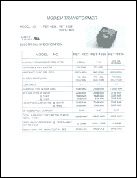 PET-1825 datasheet: Transformer for modem PET-1825