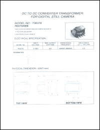 T06378 datasheet: DC to DC converter transformer for digital still camera T06378