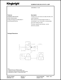 AM2520MBC01 datasheet: Subminiature solid state lamp. Blue (peak wavelength 430 nm). Lens type water clear. AM2520MBC01