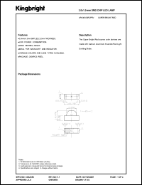 APA3010SRCPRV datasheet: 3.0 x 1.0 mm SMD chip LED lamp. Super bright red (peak wavelehgth 660 nm). Lens type water clear. APA3010SRCPRV