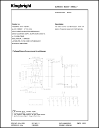 APSA56-21GWW datasheet: Surface mount display. Green (peak wavelength 565 nm). Lens type white diffused. APSA56-21GWW