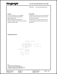 APTB1615EYC datasheet: 1.6 x 1.5 mm bi-color SMD chip LED lamp. High efficiency red (peak wavelength 627 nm), yellow (peak wavelength 590 nm). Lens type water clear. APTB1615EYC