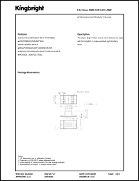 APTR3216SYC datasheet: 3.2 x 1.6 mm SMD chip LED lamp. Super bright yellow (peak wavelength 590 nm). Lens type water clear. APTR3216SYC