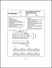 CA56-11HWA datasheet: 14 mm (0.56 INCH) four digit numeric display. Bright red. CA56-11HWA