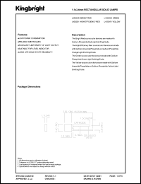 L1002HD datasheet: 1.1 x 3.4 mm rectangular solid lamp. Bright red. Lens type red diffused. L1002HD