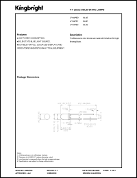 L7104PBT datasheet: T-1 (3 mm) solid state lamp. Blue. Lens type blue transparent. L7104PBT