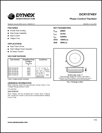 DCR1574SY27 datasheet: 2700V phase control thyristor DCR1574SY27