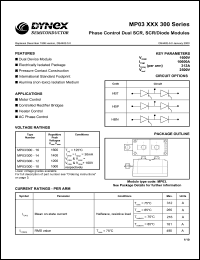 MP03/300-12 datasheet: 1200V phase control dual SCR, SCR/diode modules MP03/300-12