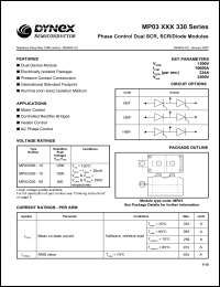 MP03/330-08 datasheet: 800V phase control dual SCR, SCR/diode modules MP03/330-08