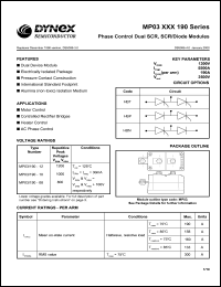 MP03/190-12 datasheet: 1200V phase control dual SCR, SCR/diode module MP03/190-12