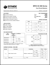 MP03/260-16 datasheet: 1600V dual diode module MP03/260-16