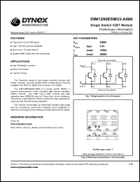 DIM1200ESM33-A000 datasheet: 3300V single switch IGBT module DIM1200ESM33-A000