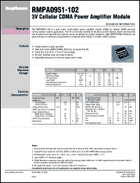RMPA0951-102 datasheet: 3V cellular CDMA power amplifier module RMPA0951-102