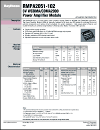 RMPA2051-102 datasheet: 3V PCS WCDMA/CDMA 2000 power amplifier module RMPA2051-102