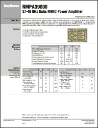 RMPA39000 datasheet: 37-40 GHz GaAs power amplifier MMIC RMPA39000