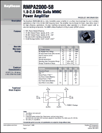 RMPA2000-58 datasheet: 1.8-2 GHz  GaAs power amplifier MMIC RMPA2000-58