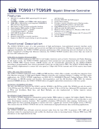 TC9020 datasheet: Gigabit ethernet controller TC9020