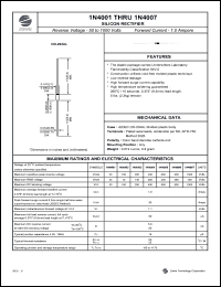 1N4005 datasheet: 600 V, 1.0 A silicon rectifier 1N4005