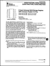 CD54ACT299F3A datasheet:  8-INPUT UNIVERSAL SHIFT/STORAGE REGISTER WITH COMMON PARALLEL I/O PINS AND ASYNCHRONOUS RESET CD54ACT299F3A