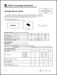 BAT54 datasheet: 30 V,  schottky barrier diode BAT54