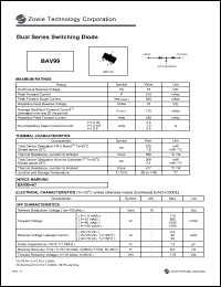 BAV99 datasheet: 50 V,   dual switching diode BAV99