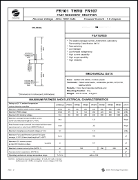 FR101 datasheet: 50 V,  1 A fast recovery rectifier FR101