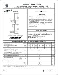 GP30A datasheet: 50 V,  3 A sintered glass passivated junction rectifier GP30A