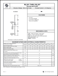 RL207 datasheet: 1000 V, 2 A silicon  rectifier RL207