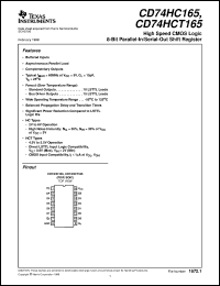 CD74HCT165M96 datasheet:  HIGH SPEED CMOS LOGIC 8-BIT PARALLEL-IN/SERIAL-OUT SHIFT REGISTER CD74HCT165M96