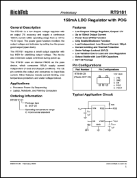 RT9181CB datasheet: 150mA LDO regulator with POG RT9181CB