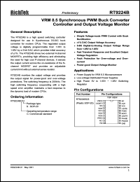 RT9224BCS datasheet: VRM 8.5V synchronous PWM buck converter controller and output voltage monitor RT9224BCS