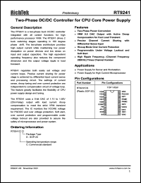 RT9241CS datasheet: Two-phase DC/DC controller for CPU core power supply RT9241CS