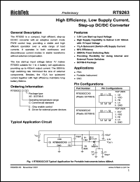 RT9263ECX5 datasheet: high efficiency, low supply current, step-up DC/DC converter RT9263ECX5
