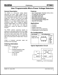 RT9801BCE datasheet: User programmable micro-power voltage detector RT9801BCE