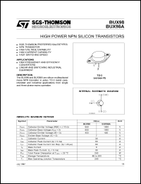 BUX98 datasheet: High power NPN silicon transistor BUX98