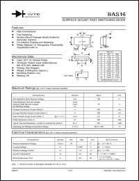 BAS16-T3 datasheet: Surface mount fast switching diode BAS16-T3