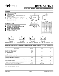 BAT54-T1 datasheet: Surface mount schottky barrier diode BAT54-T1