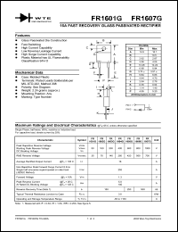 FR1602G datasheet: 100V, 16A fast recovery glass passived rectifier FR1602G