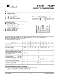 FR201-T3 datasheet: 50V, 2.0A fast recovery rectifier FR201-T3