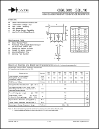 GBL005 datasheet: 50V, 4.0A glass passivated bridge rectifier GBL005