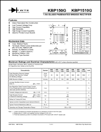KBP1510G datasheet: 1000V, 1.5A glass passivated bridge rectifier KBP1510G